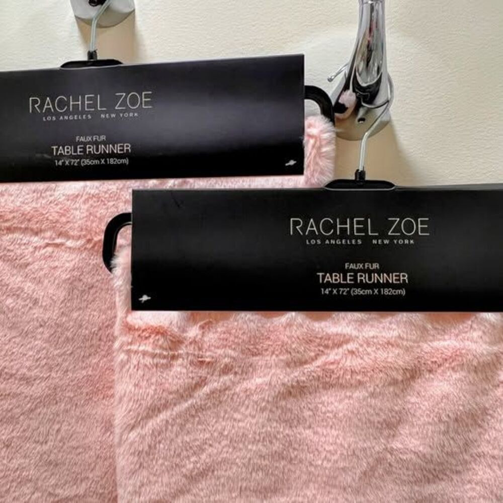 Rachel Zoe Faux Fur Blush Table Runner NWT